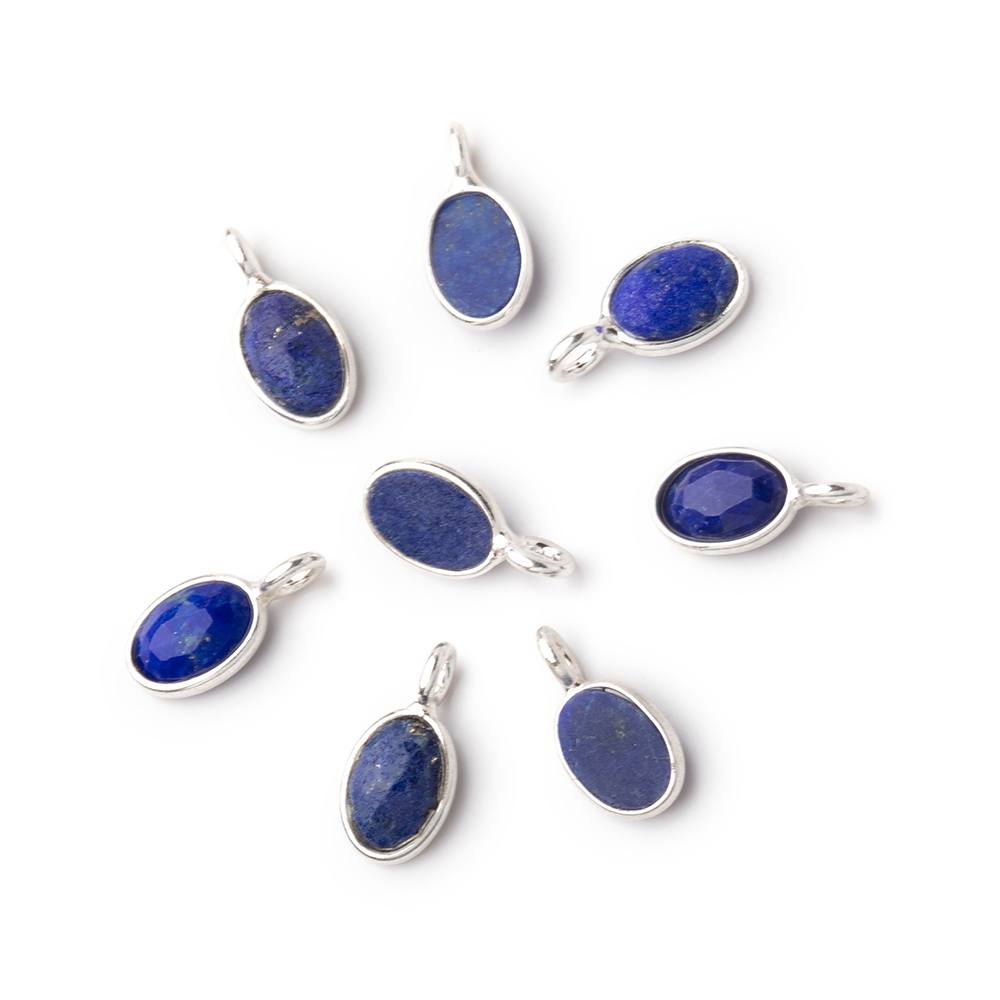 7x5mm Sterling Silver Bezel Lapis Lazuli Rose Cut Oval Pendant 1 piece (ONLINE ORDER ONLY)