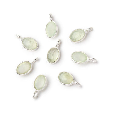7x5mm Sterling Silver Bezel Prehnite Rose Cut Oval Pendant 1 piece (ONLINE ORDER ONLY)