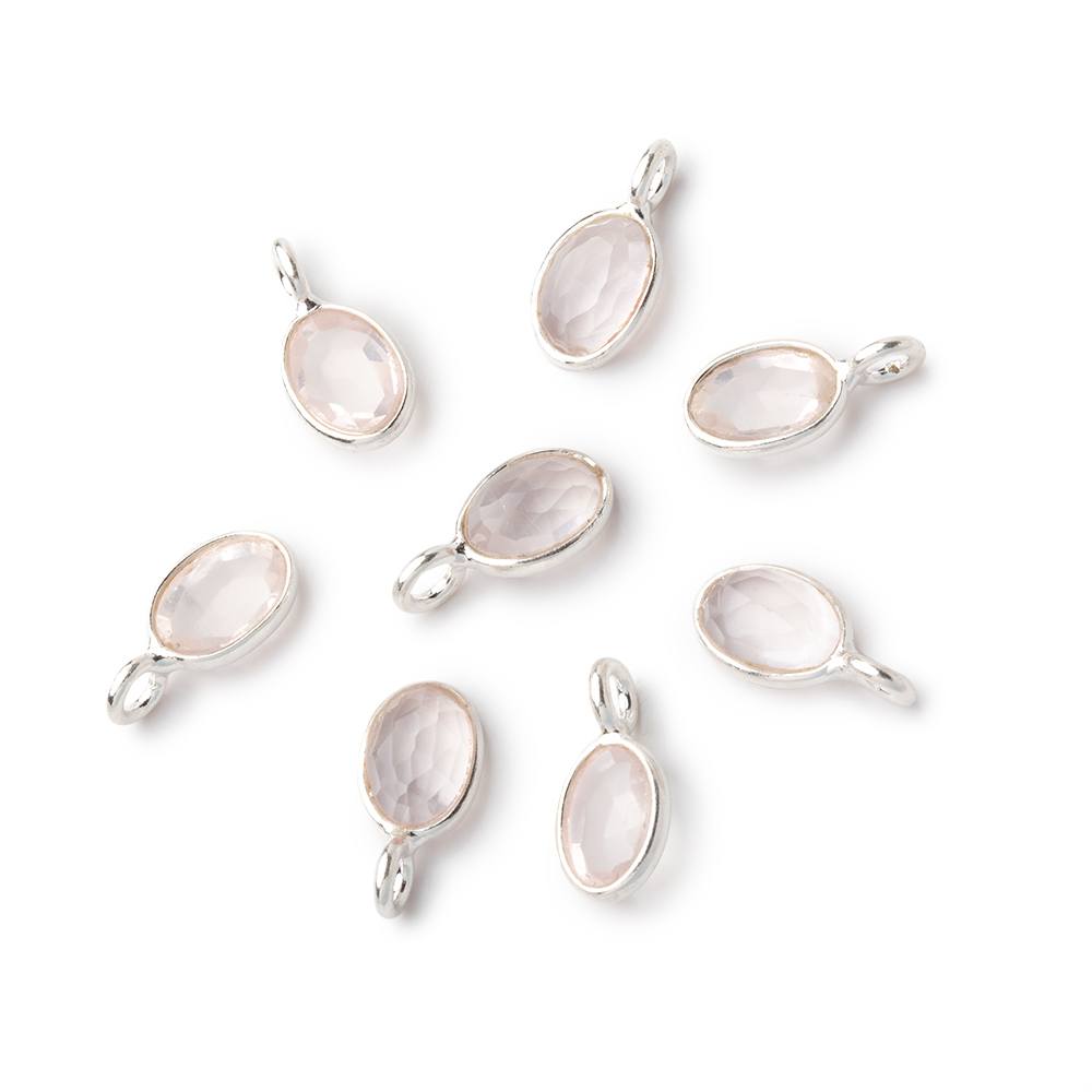 7x5mm Sterling Silver Bezel Rose Quartz Rose Cut Oval Pendant 1 piece (ONLINE ORDER ONLY)