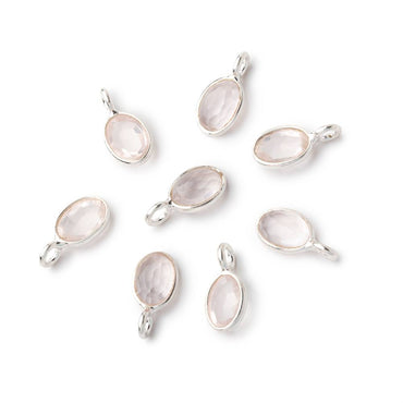 7x5mm Sterling Silver Bezel Rose Quartz Rose Cut Oval Pendant 1 piece (ONLINE ORDER ONLY)