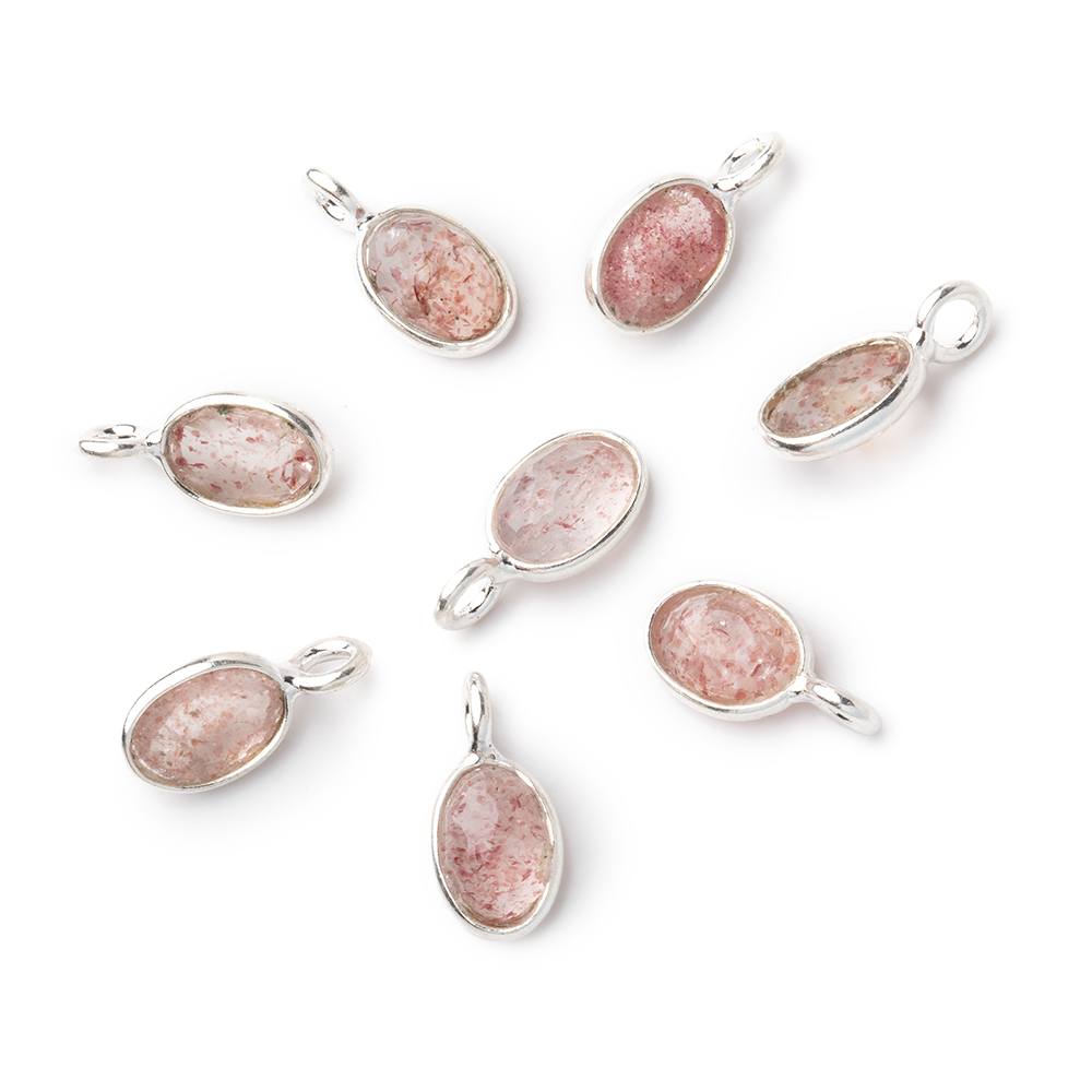 7x5mm Sterling Silver Bezel Strawberry Quartz Rose Cut Oval Pendant 1 piece (ONLINE ORDER ONLY)