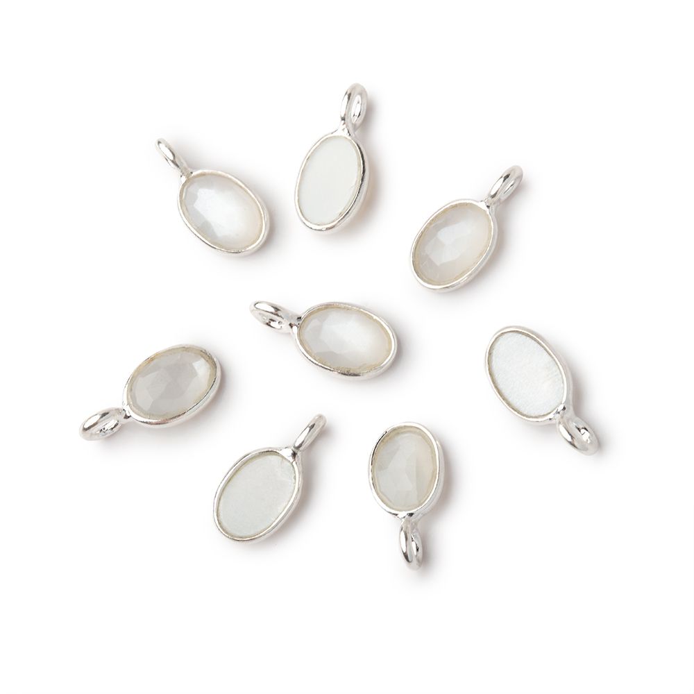 7x5mm Sterling Silver Bezel White Moonstone Rose Cut Oval Pendant 1 piece (ONLINE ORDER ONLY)