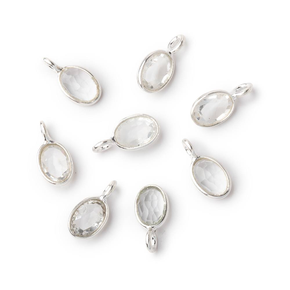 7x5mm Sterling Silver Bezel White Topaz Rose Cut Oval Pendant 1 piece (ONLINE ORDER ONLY)