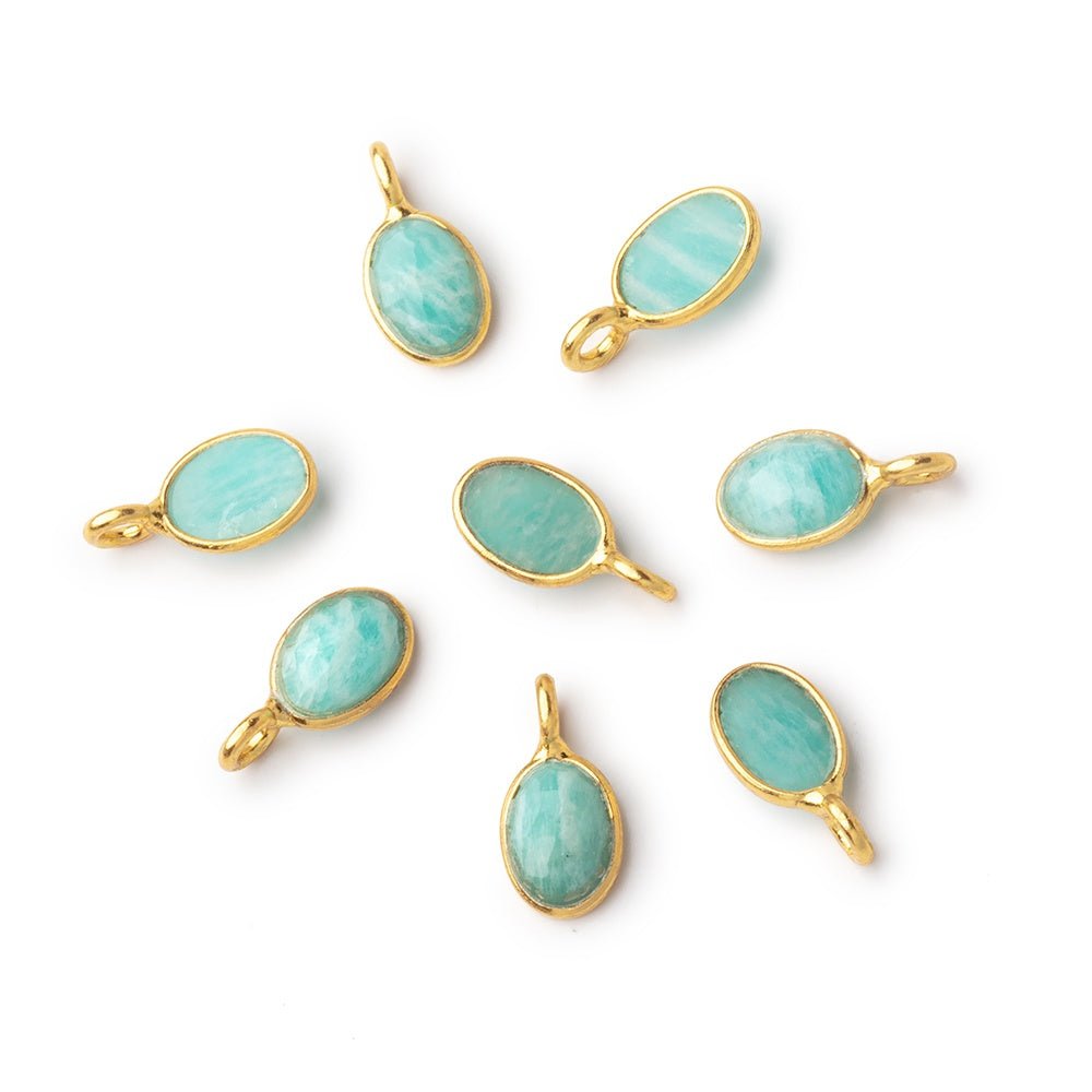 7x5mm Vermeil Bezel Amazonite Rose Cut Oval Pendant 1 piece (ONLINE ORDER ONLY)