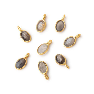 7x5mm Vermeil Bezel Black Sunstone Rose Cut Oval Pendant 1 piece (ONLINE ORDER ONLY)