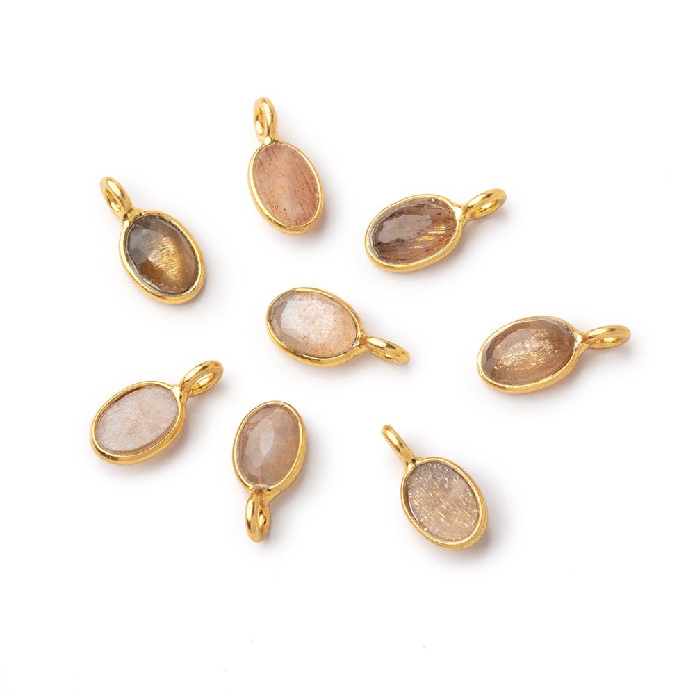 7x5mm Vermeil Bezel Chocolate Moonstone Rose Cut Oval Pendant 1 piece (ONLINE ORDER ONLY)