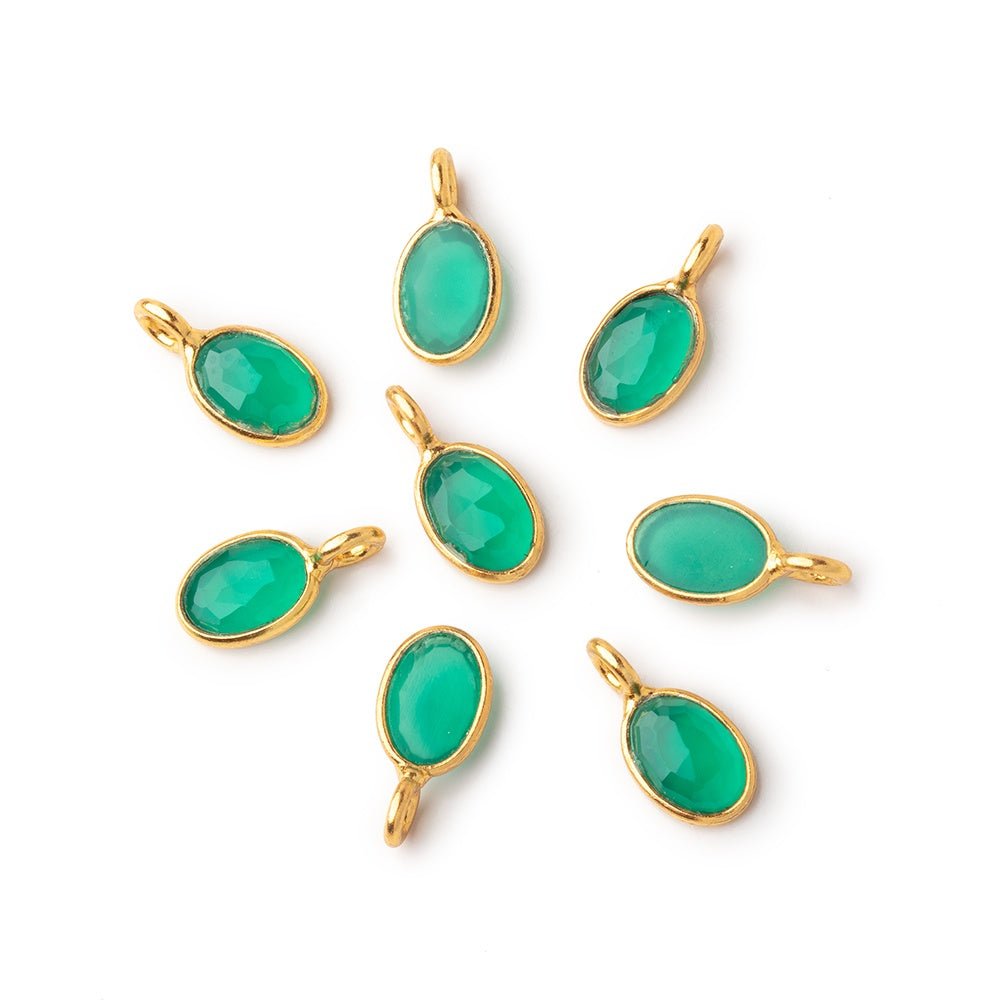 7x5mm Vermeil Bezel Green Onyx Rose Cut Oval Pendant 1 piece (ONLINE ORDER ONLY)