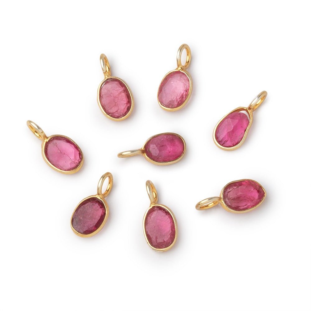 7x5mm Vermeil Bezel Pink Tourmaline Rose Cut Oval Pendant 1 piece (ONLINE ORDER ONLY)