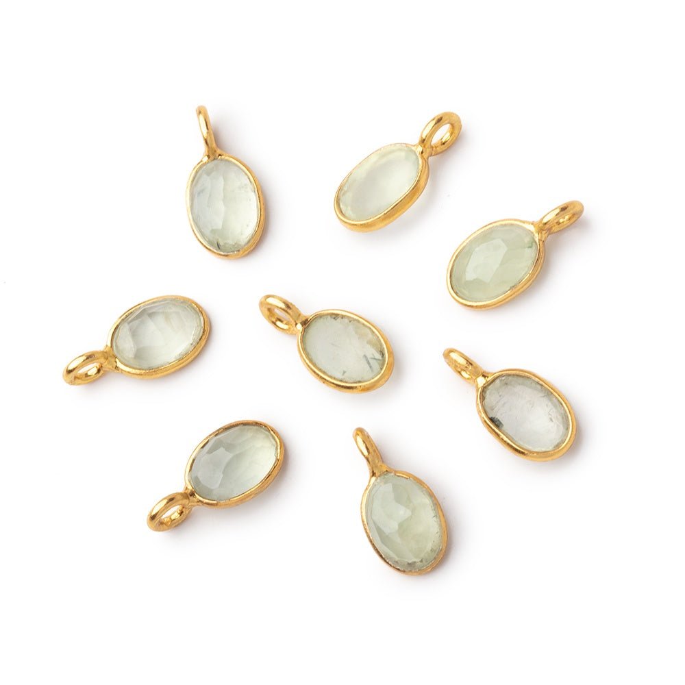 7x5mm Vermeil Bezel Prehnite Rose Cut Oval Pendant 1 piece (ONLINE ORDER ONLY)
