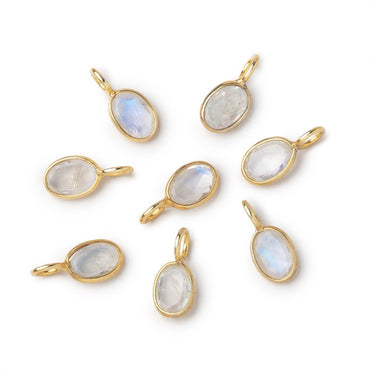 7x5mm Vermeil Bezel Rainbow Moonstone Rose Cut Oval Pendant 1 piece (ONLINE ORDER ONLY)