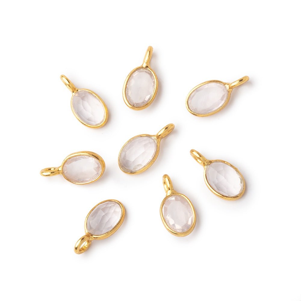 7x5mm Vermeil Bezel Rose Quartz Rose Cut Oval Pendant 1 piece (ONLINE ORDER ONLY)