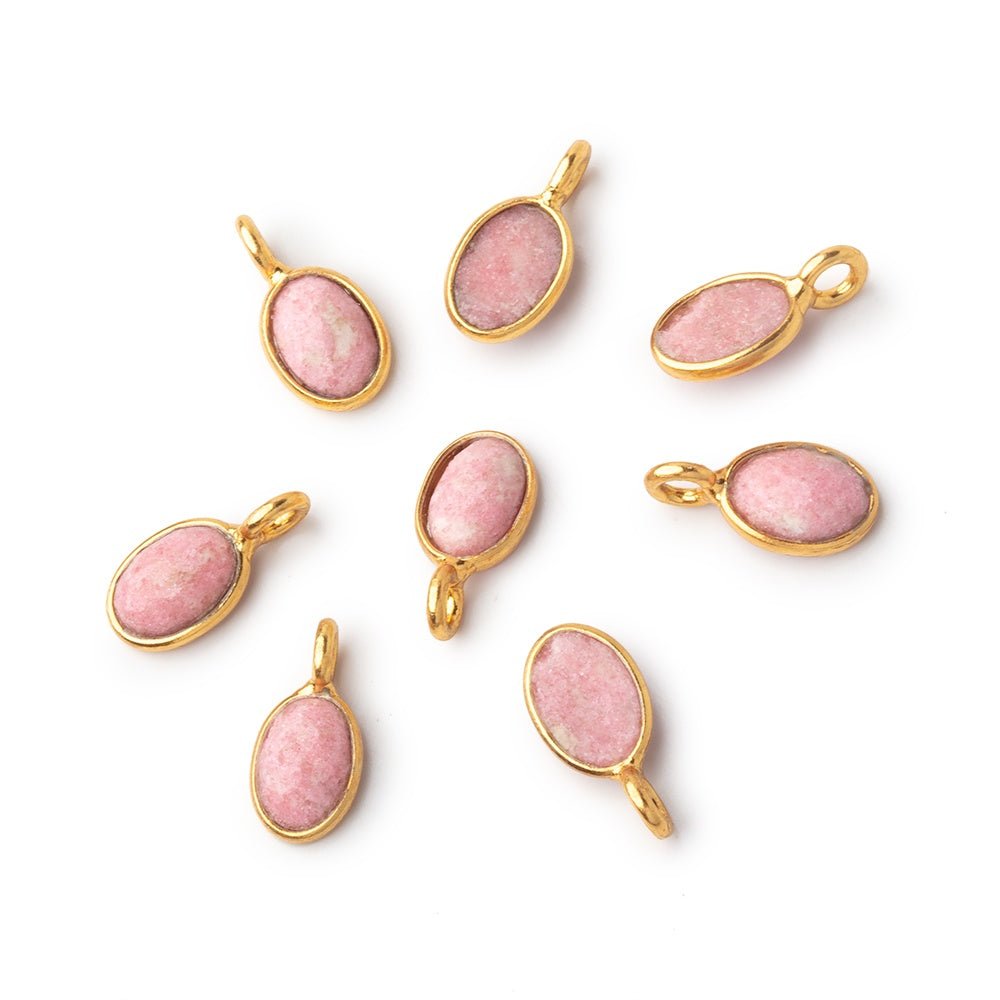 7x5mm Vermeil Bezel Thulite Rose Cut Oval Pendant 1 piece (ONLINE ORDER ONLY)