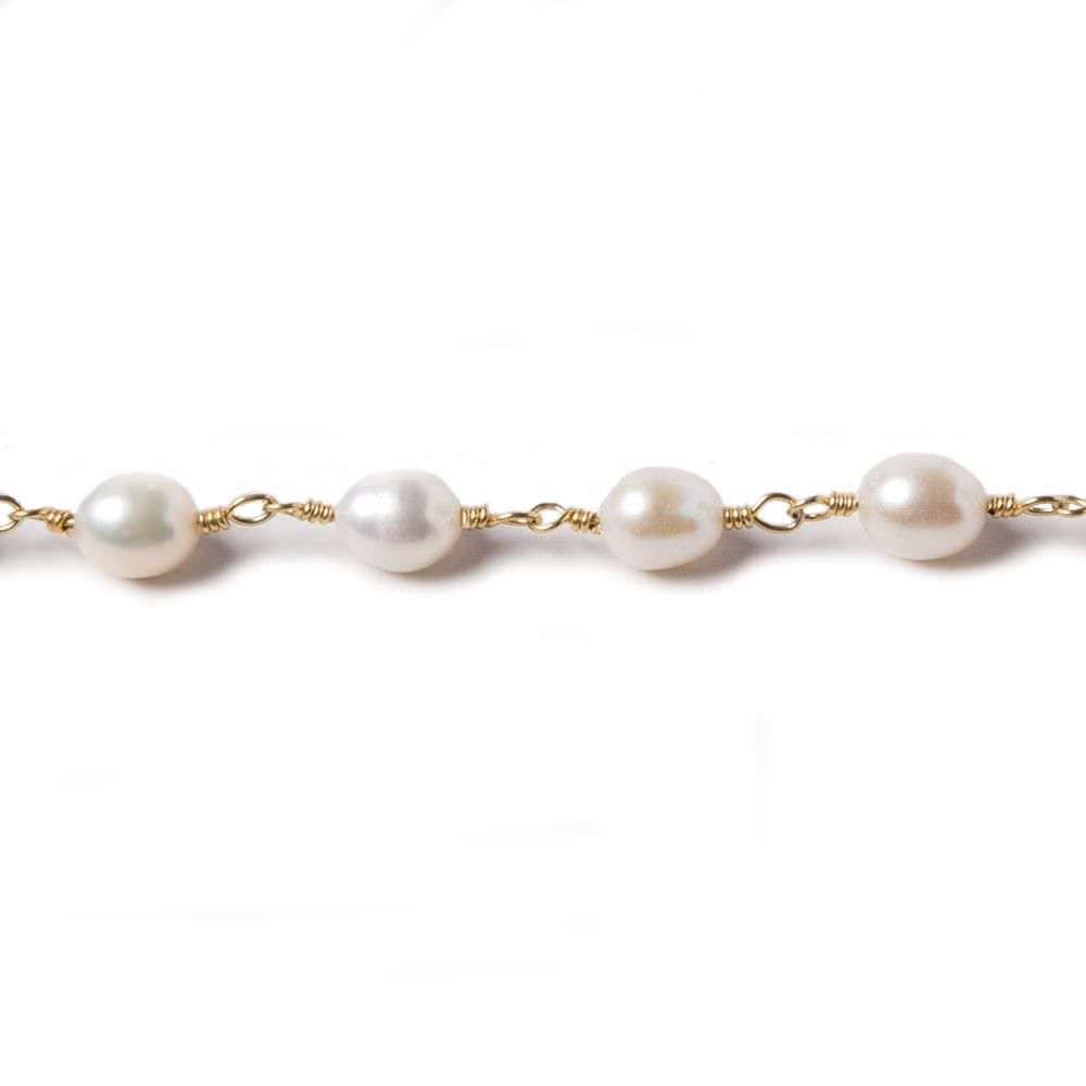 7x5mm White Oval Pearl Vermeil Chain by the foot 22 pcs (ONLINE ORDER ONLY)