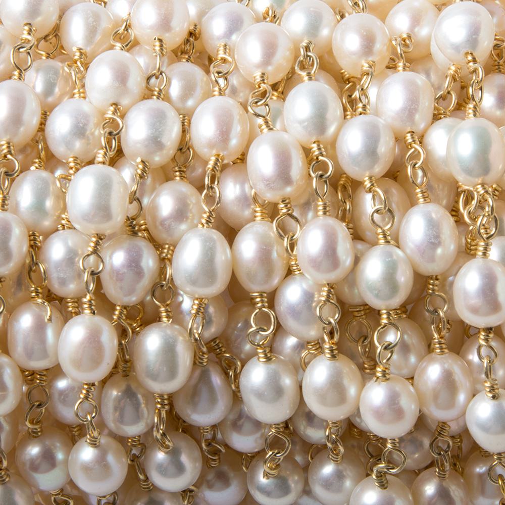 7x5mm White Oval Pearl Vermeil Chain by the foot 22 pcs (ONLINE ORDER ONLY)