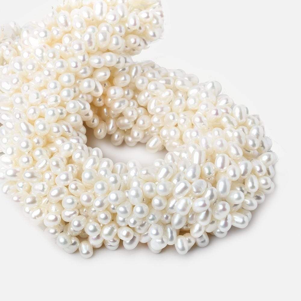 7x5mm White Top Drilled Oval Freshwater Pearls 15.5 inch 90 pieces (ONLINE ORDER ONLY)