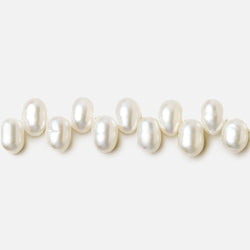 7x5mm White Top Drilled Oval Freshwater Pearls 15.5 inch 90 pieces (ONLINE ORDER ONLY)