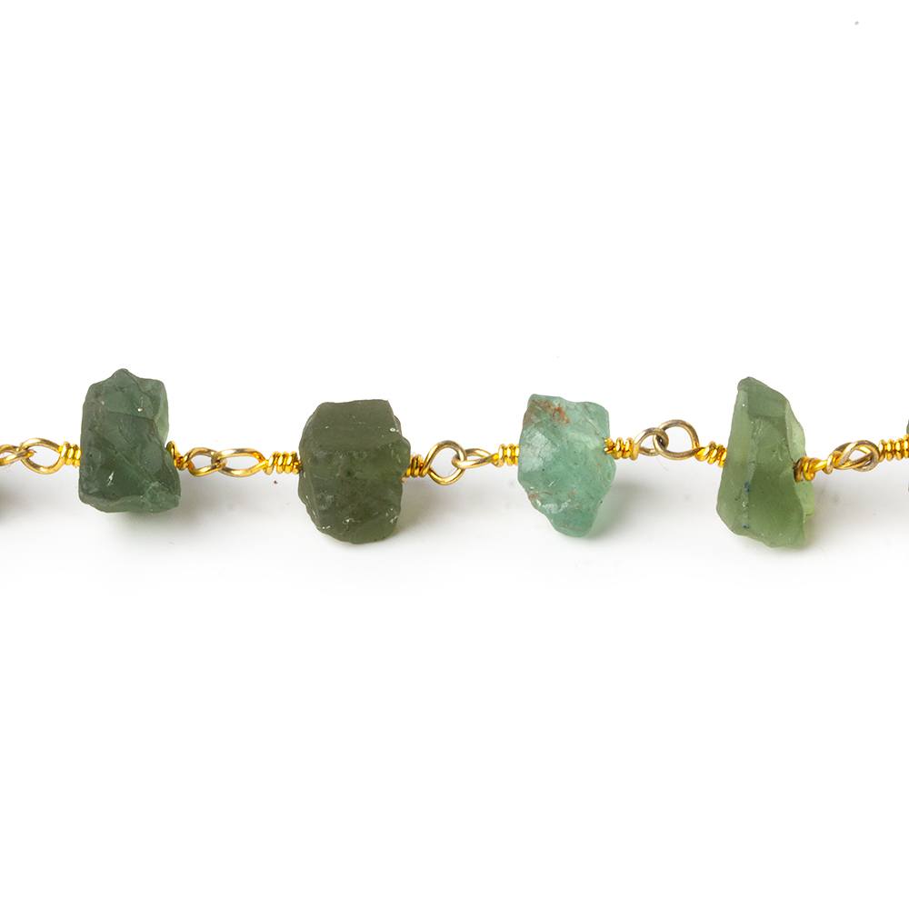 7x6-10x8mm Matte Green Apatite Chips Gold plated Chain by the foot 26 pieces (ONLINE ORDER ONLY)