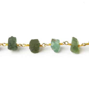 7x6-10x8mm Matte Green Apatite Chips Gold plated Chain by the foot 26 pieces (ONLINE ORDER ONLY)