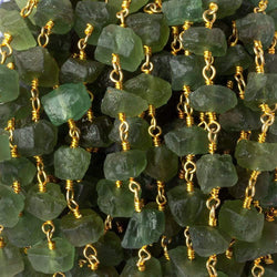 7x6-10x8mm Matte Green Apatite Chips Gold plated Chain by the foot 26 pieces (ONLINE ORDER ONLY)