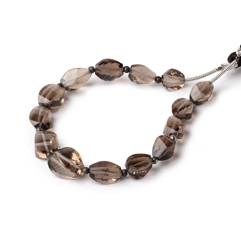 7x6-11x7mm Smoky Quartz Faceted Twist Beads 6.25 inch 14 pieces (ONLINE ORDER ONLY)