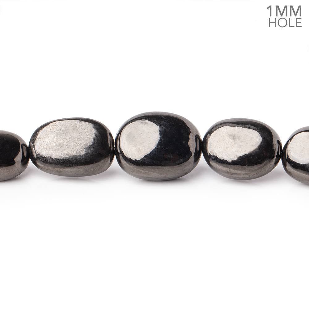 7x6-15x11mm Shungite Plain Oval Beads 18 inch 40 pieces 1mm Hole (ONLINE ORDER ONLY)