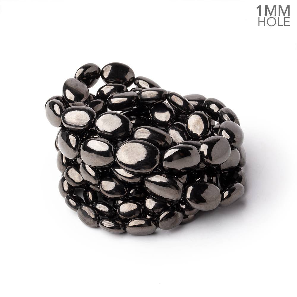 7x6-15x11mm Shungite Plain Oval Beads 18 inch 40 pieces 1mm Hole (ONLINE ORDER ONLY)