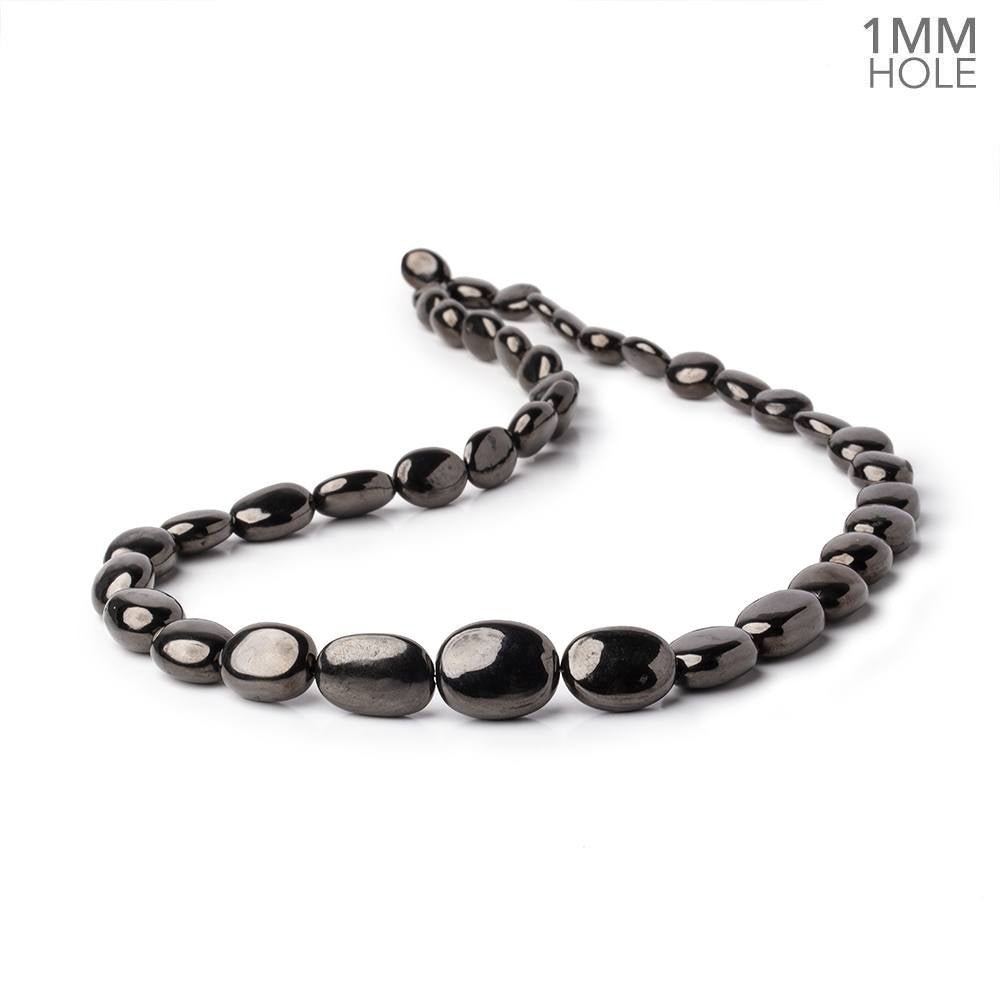 7x6-15x11mm Shungite Plain Oval Beads 18 inch 40 pieces 1mm Hole (ONLINE ORDER ONLY)