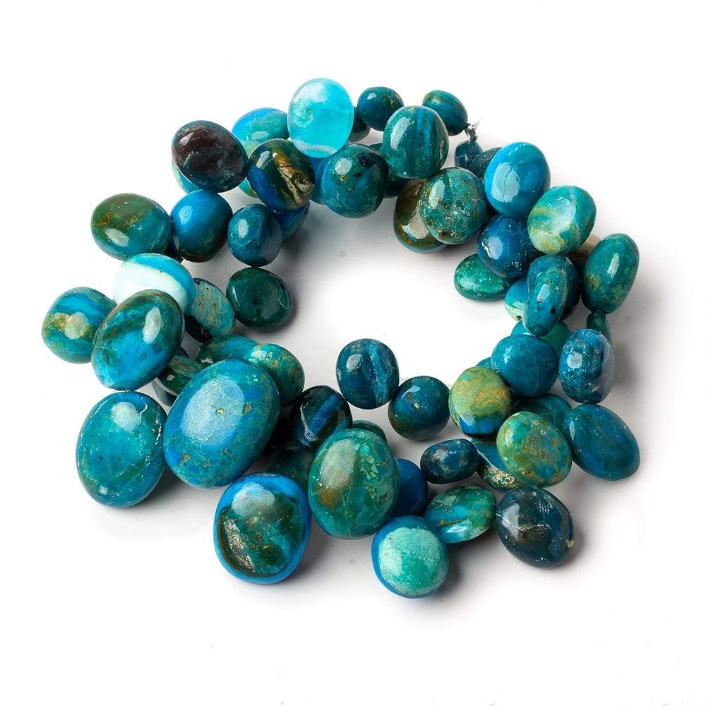 7x6-13x10mm Blue Peruvian Opalina top drilled plain oval beads 18 inch 70 pieces AAA (ONLINE ORDER ONLY)