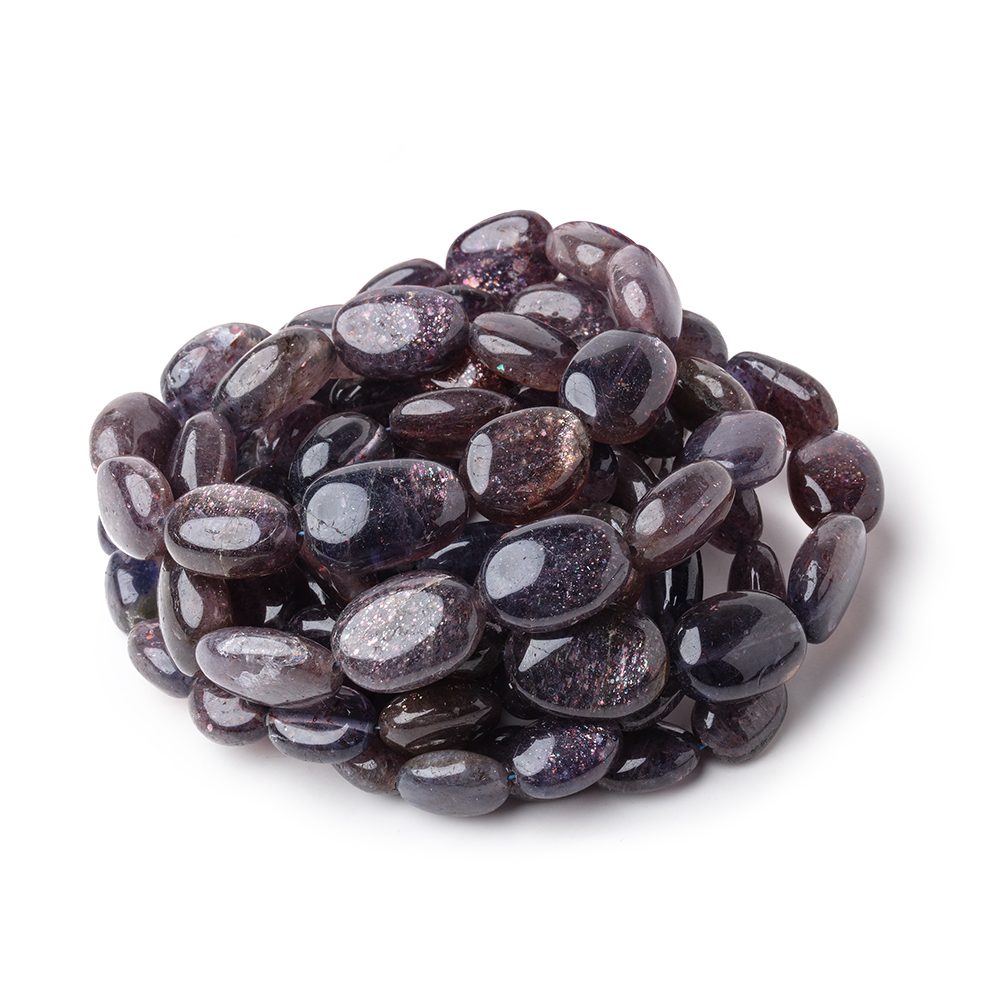 7x6-16x10mm Bloodshot Iolite-Sunstone Plain Oval Beads 16 inch 36 pieces (ONLINE ORDER ONLY)