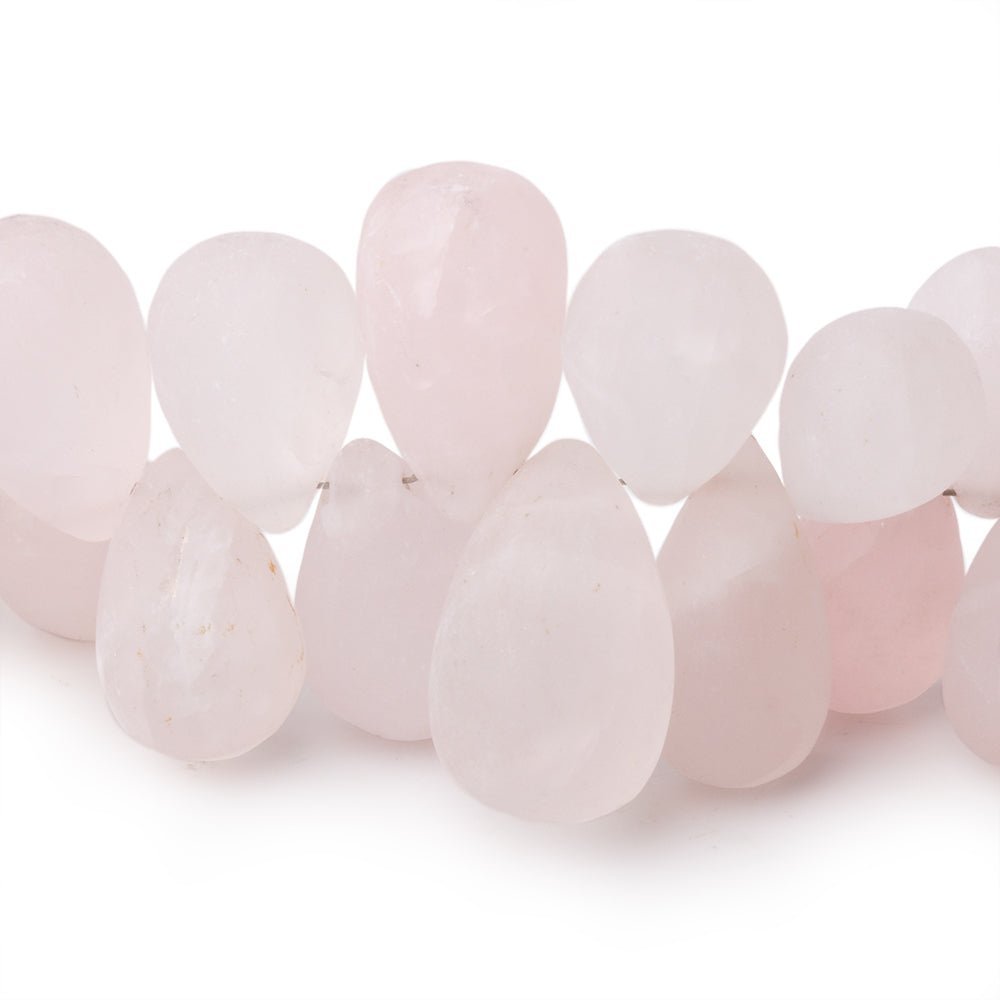 7x6-20x12mm Matte Rose Quartz Plain Tear Drops 8 inch 55 Beads (ONLINE ORDER ONLY)