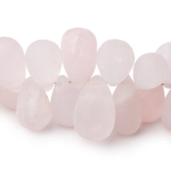 7x6-20x12mm Matte Rose Quartz Plain Tear Drops 8 inch 55 Beads (ONLINE ORDER ONLY)
