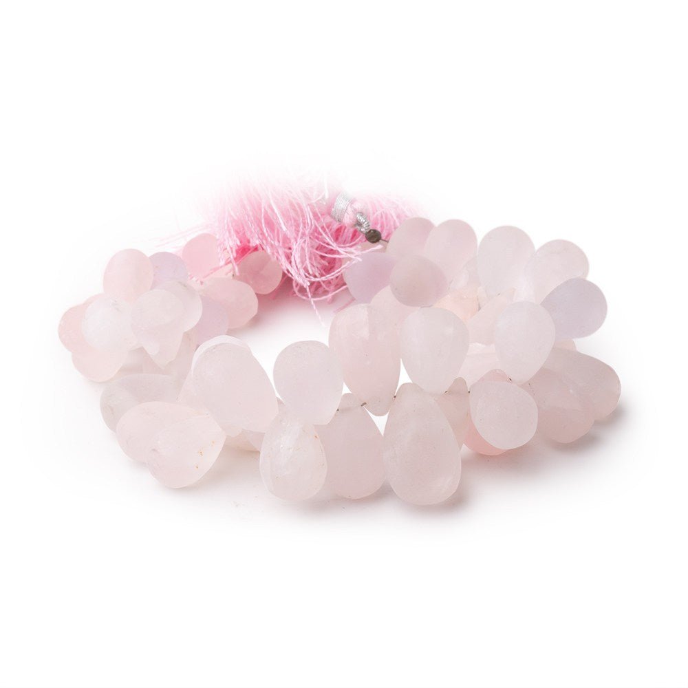 7x6-20x12mm Matte Rose Quartz Plain Tear Drops 8 inch 55 Beads (ONLINE ORDER ONLY)