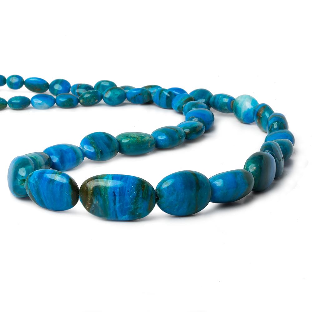 7x6-23x14mm Peruvian Blue Opal with Matrix plain oval nugget beads 19 inch 41 pcs AA (ONLINE ORDER ONLY)