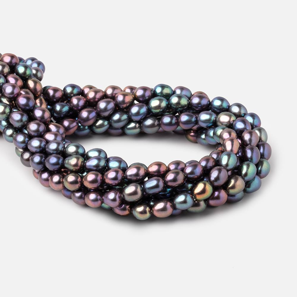 7x6-8x6.5mm Peacock Straight Drill Oval Freshwater Pearls 16 inch 52 Beads (ONLINE ORDER ONLY)