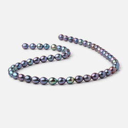 7x6-8x6.5mm Peacock Straight Drill Oval Freshwater Pearls 16 inch 52 Beads (ONLINE ORDER ONLY)