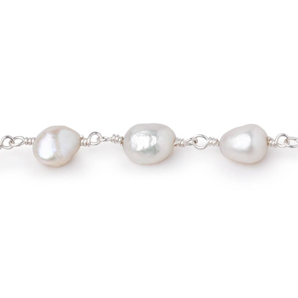 7x6-8x6mm White Baroque Pearls on Silver Plated Chain (ONLINE ORDER ONLY)
