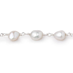 7x6-8x6mm White Baroque Pearls on Silver Plated Chain (ONLINE ORDER ONLY)