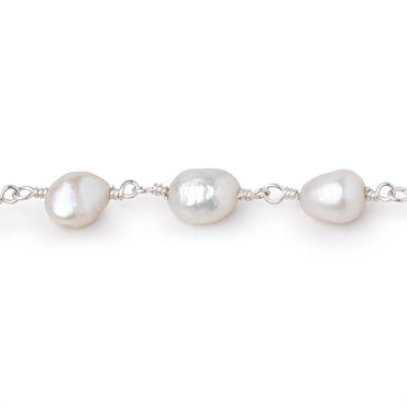 7x6-8x6mm White Baroque Pearls on Silver Plated Chain (ONLINE ORDER ONLY)