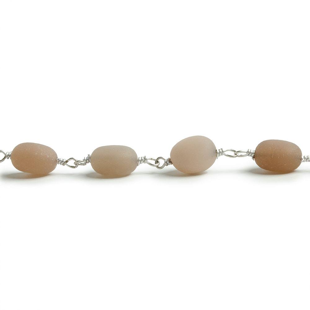 7x6-8x7mm Matte MultiColor Moonstone nugget Silver plated Chain by the foot with approximately 23 pcs (ONLINE ORDER ONLY)