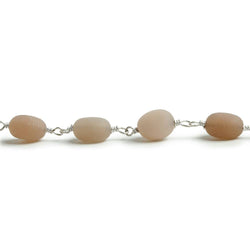 7x6-8x7mm Matte MultiColor Moonstone nugget Silver plated Chain by the foot with approximately 23 pcs (ONLINE ORDER ONLY)