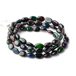 7x6-9x6mm Black Ethiopian Opal Plain Oval Beads 16 inch 55 pieces AAA (ONLINE ORDER ONLY)