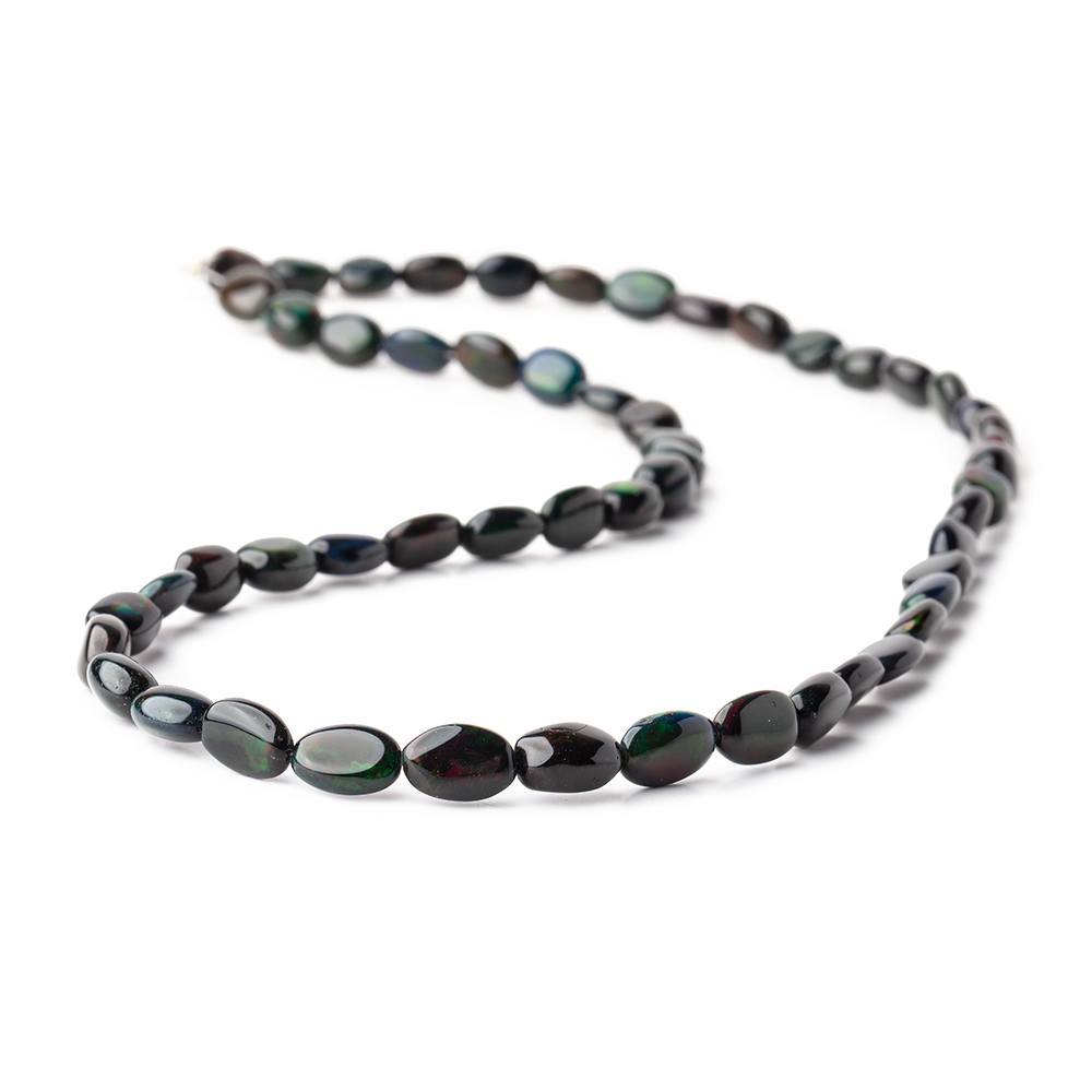 7x6-9x6mm Black Ethiopian Opal Plain Oval Beads 16 inch 55 pieces AAA (ONLINE ORDER ONLY)