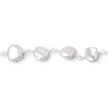 7x6-9x8mm Silver Keshi Pearls on .925 Silver Chain (ONLINE ORDER ONLY)