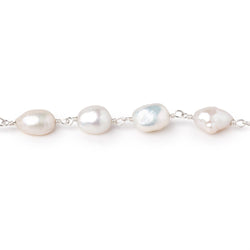 7x6.5-9x7mm Cream Baroque Pearls on .925 Silver Chain (ONLINE ORDER ONLY)