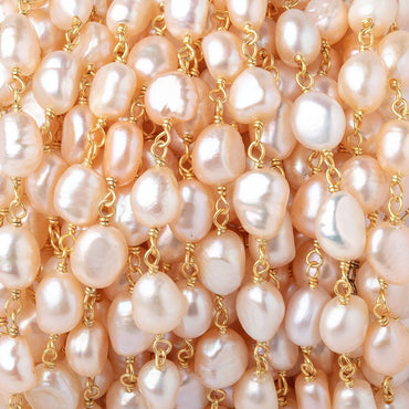 7x6.5-9x7mm Peach Baroque Pearls on Vermeil Chain (ONLINE ORDER ONLY)