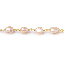 7x6.5-9x7mm Peach Baroque Pearls on Vermeil Chain (ONLINE ORDER ONLY)