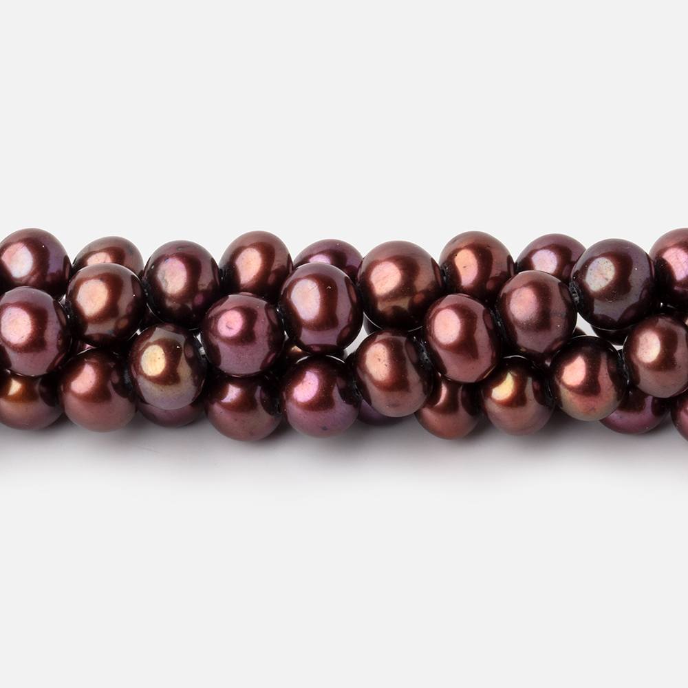 7mm Cherry Chocolate Side Drilled Off Round Freshwater Pearls 15.5 inch 68 pieces (ONLINE ORDER ONLY)