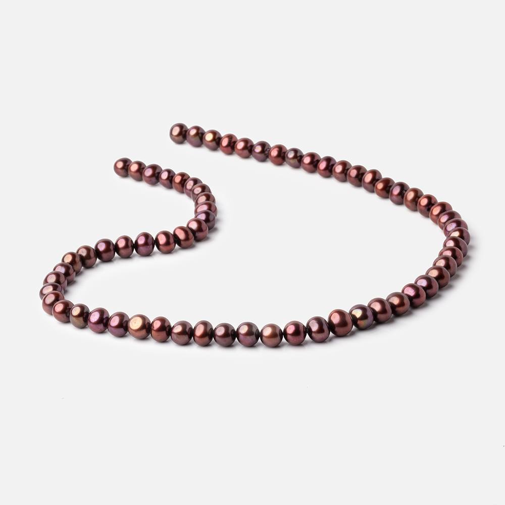 7mm Cherry Chocolate Side Drilled Off Round Freshwater Pearls 15.5 inch 68 pieces (ONLINE ORDER ONLY)