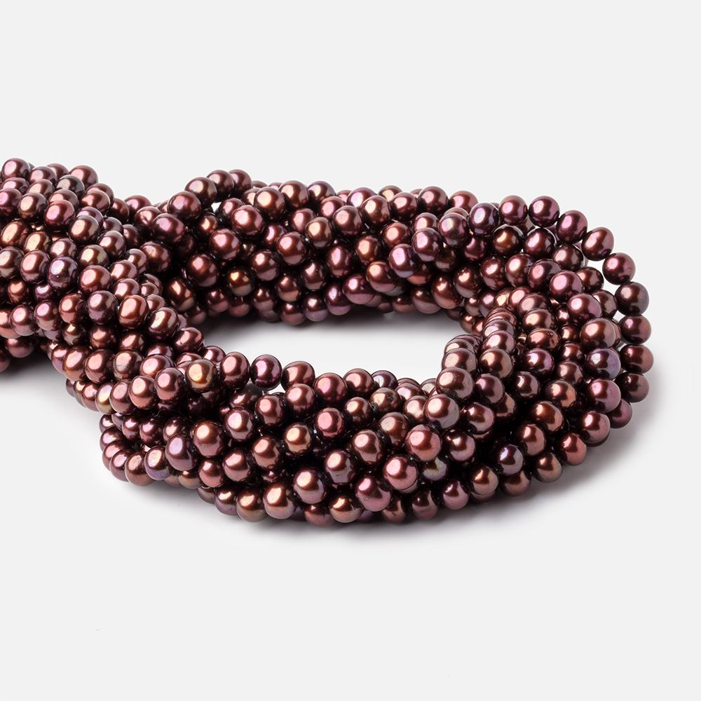 7mm Cherry Chocolate Side Drilled Off Round Freshwater Pearls 15.5 inch 68 pieces (ONLINE ORDER ONLY)