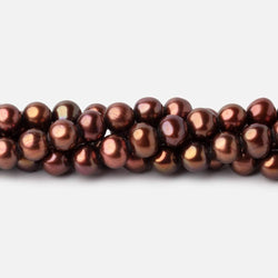 7x6mm Chocolate Brown Side Drilled Off Round Freshwater Pearls 15.5 inch 68 pieces (ONLINE ORDER ONLY)